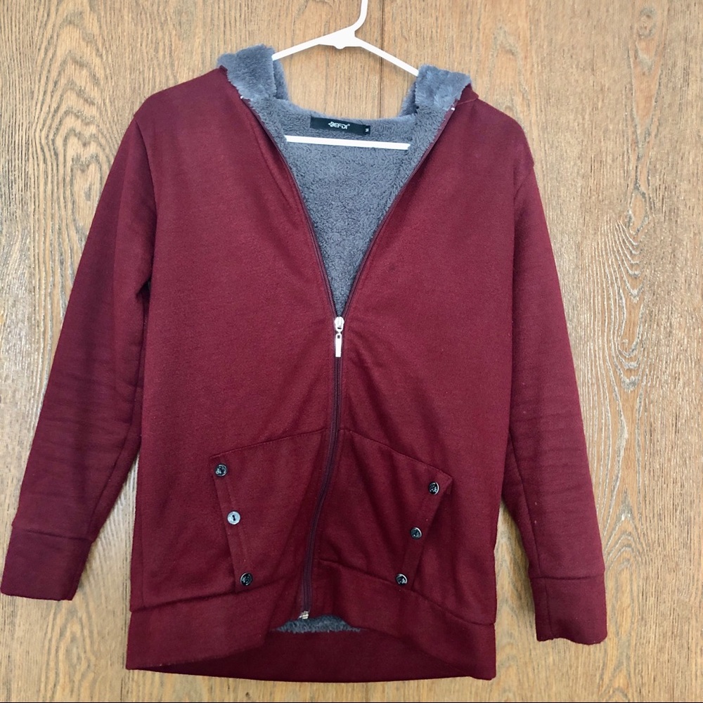 Faux fur lined hoodie